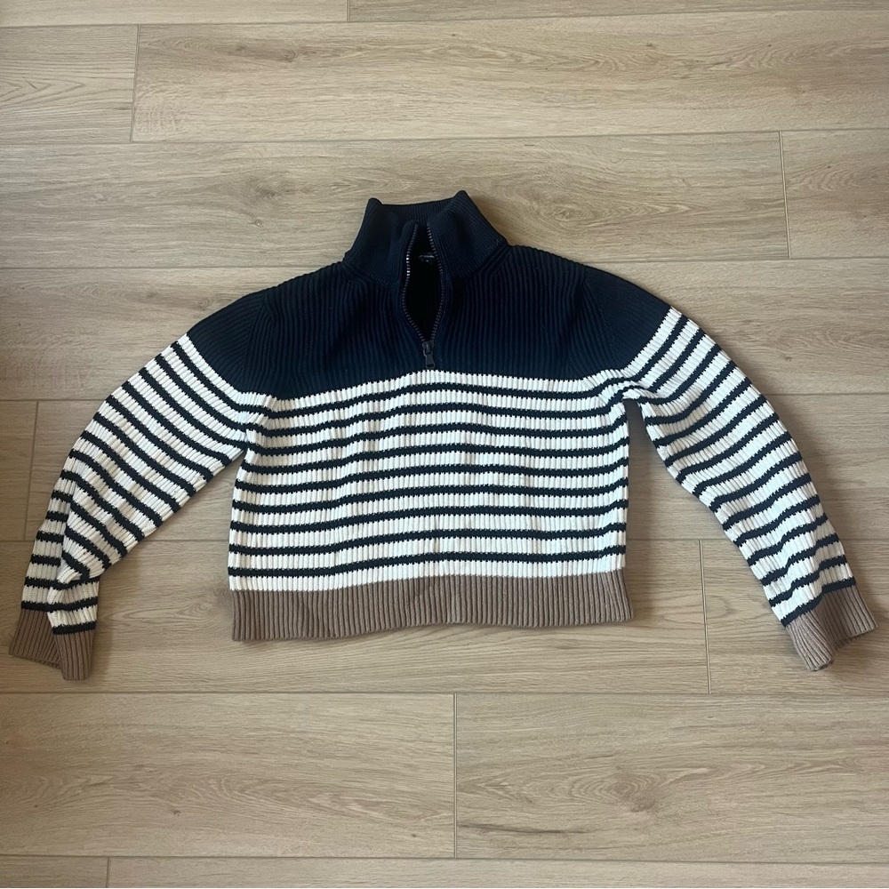 French Connection Striped Half-Zip Sweater